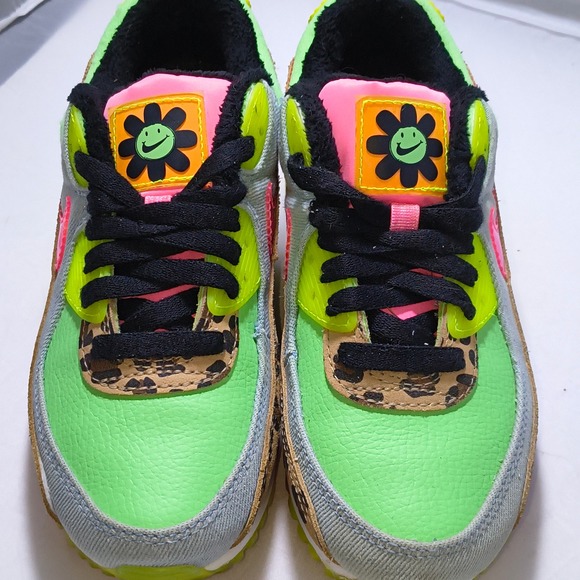 Nike Air Max 90 LX Illusion Green Leopard Print Womens CW3499-300 Size 6 - Picture 4 of 14
